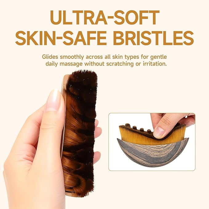 2 PCS Lymphatic Contour Face Brush, Manual Lymphatic Drainage Massager, Ergonomic Facial Cleansing Brush for Sculpting with Durable Soft Bristles - Dry Massage Tools
