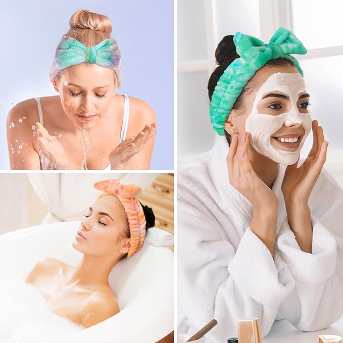 LADES Soft Skincare Headband – Adjustable, Comfortable & Stretchy Fabric, Cute Patterns for Makeup, Facial – Non-Slip, Headband for Hair Control