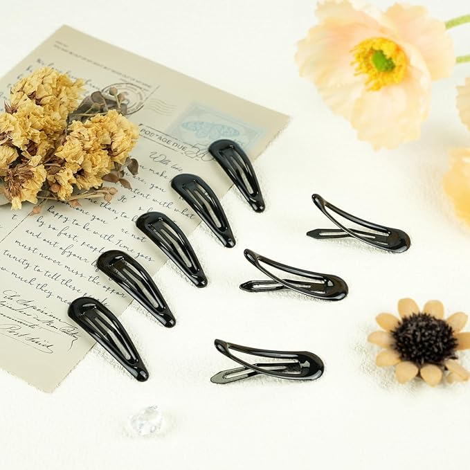 40pcs Snap Hair Clips, 2'' Hair Clip, Non-slip Black Hairpin Accessories for Women Girls, Metal Barrettes for Styling, Black