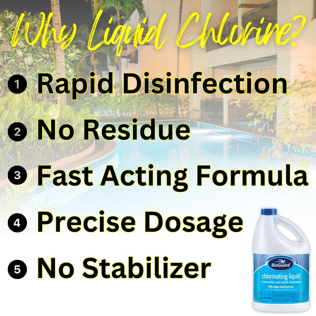 BioGuard Chlorinating Liquid (2-Pack) - Swimming Pool & Spa Liquid Shock Treatment - Raises Chlorine - 2 Gallons Plus Includes Pool & Spa Tips E-Book