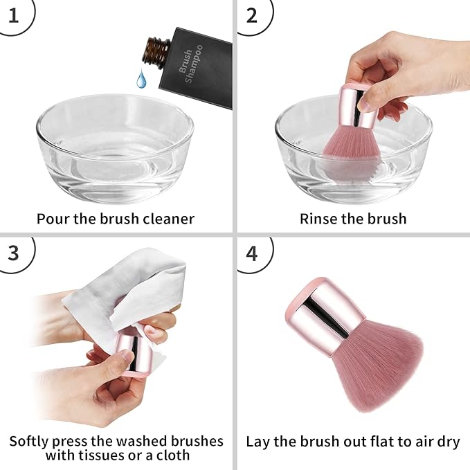 Vaincre Nail Art Dust Powder Remover Brush, Soft Nail Art Dust Cleaner Brush for Acrylic Application and Makeup(Pink)