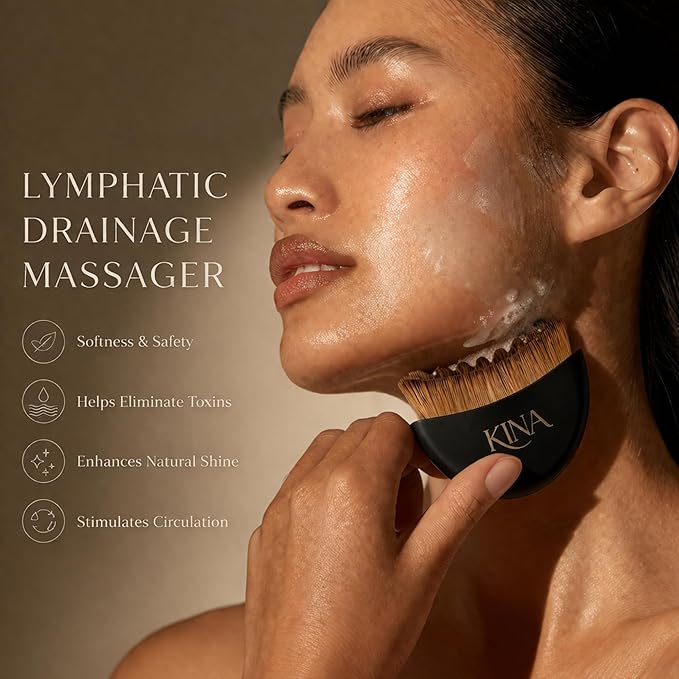 Kina Lymphatic face Brush, Lymphatic Dreinage Face Brush, Gua Sha Brush, guasha Brush for face, Facial Dry Brush for face, Puffiness, Detox Walunt.(Black)