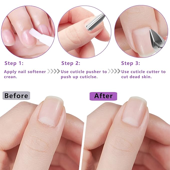 Cuticle Trimmer with Cuticle Pusher and Scissors, Cuticle Remover Professional Durable Pedicure Manicure Tools, Stainless Steel Cuticle Nipper Cutter Clipper for Fingernails and Toenails (Pink)