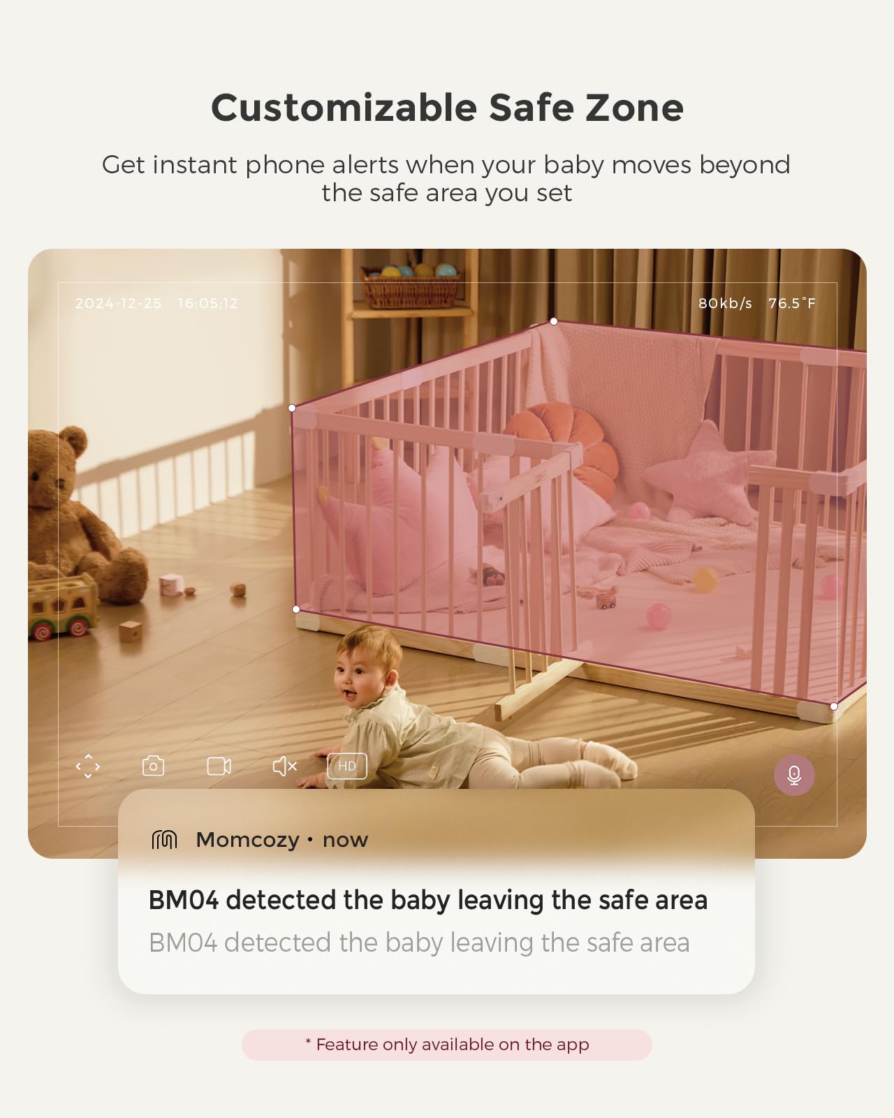 Momcozy BM04 Smart WiFi Baby Monitor with 2 Cameras, 5" 1080P Split Screen Video Baby Monitor with Camera and Audio, Motion Detection, Electric Fence, Clear Night Vision, 2-Way Audio, 5000mAh Battery