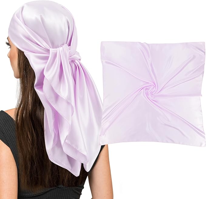 vimate 35" Square Silk Like Head Scarf - Women's Fashion Satin Scarf Bandana for Hair Wrapping at Night.
