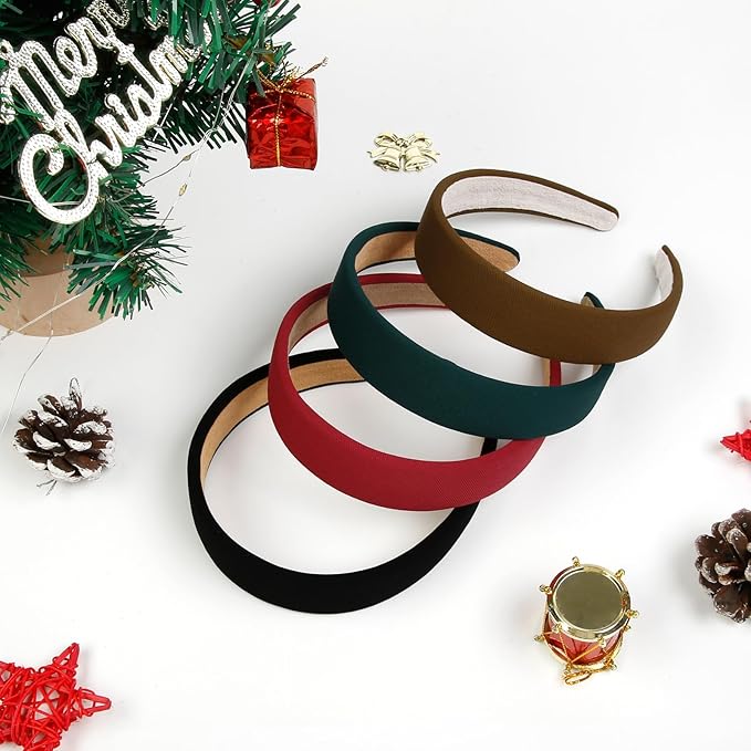 Huachi Headbands for Women Non Slip Trendy Headbands for Women’s Hair 1 inch Wide Cute Headband for Girls, Christmas Head Bands Elastic Hair Bands for Womens Fashion Accessories for Women 4PCS