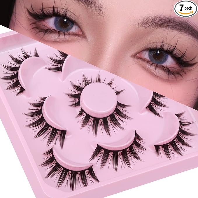 Cosplay Eyelashes Doll Anime Lashes Mink Japanese Spiky Manga Natural False Eyelashes Wispy Long Thick Ruffle Fake Eye Lashes 5 Pairs