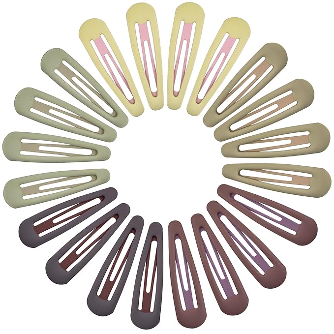 Small Hair Barrettes For Women No Slip Metal Snap Clips For Thin And Fine Hair,Matte Brown Yellow,20 PCS,1.97 x 0.5 Inch.