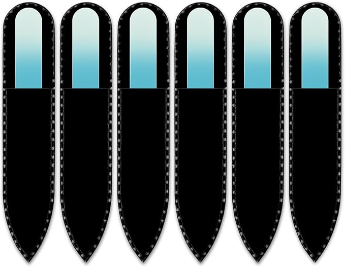 Mont Bleu Rainbow Crystal Nail File in Black Pouch - Small/Purse Size - Czech Tempered Glass - Handmade in Bohemia (Czech Republic)
