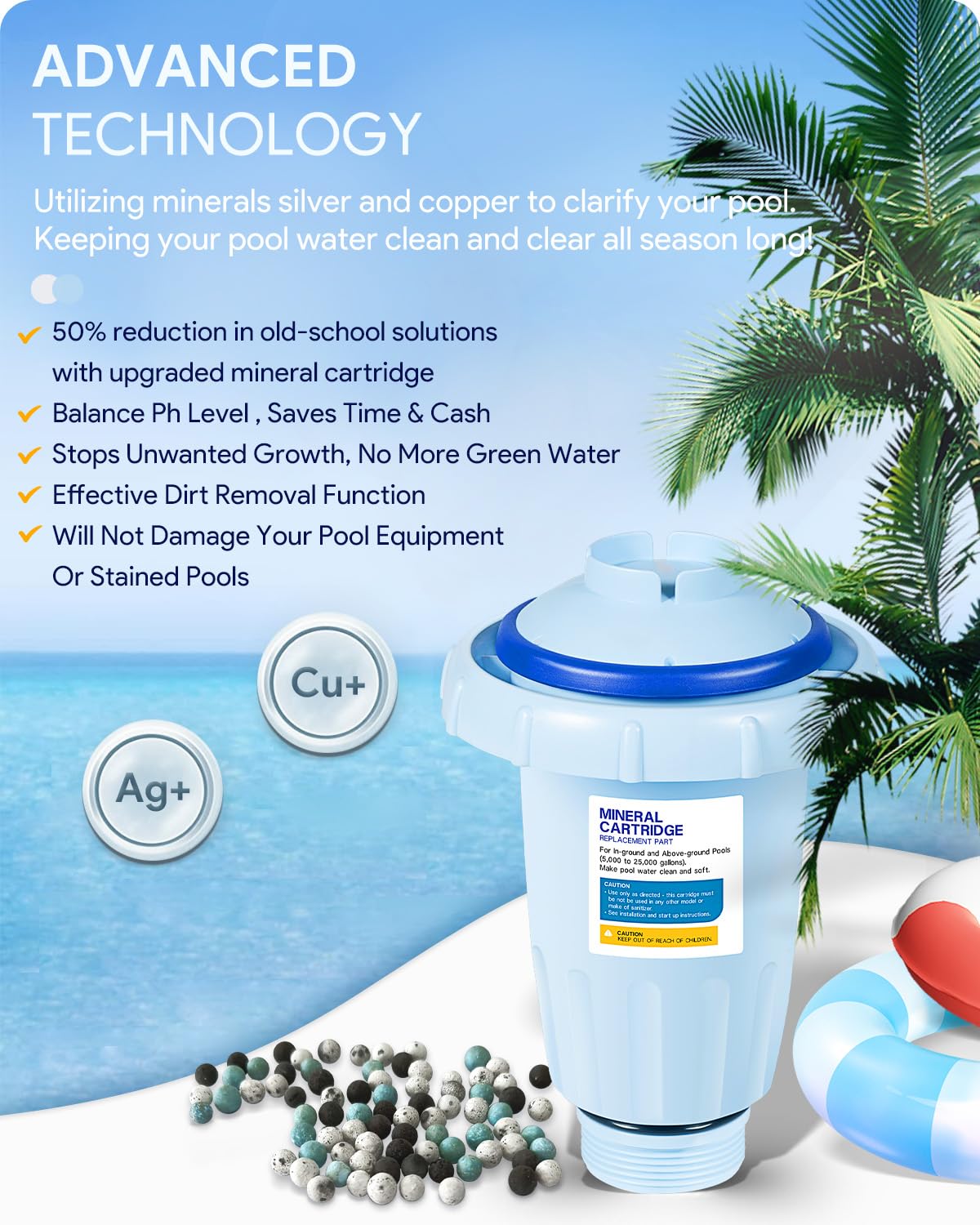 W28175 Replacement for Nature2 Express Mineral Cartridge for Pool System, for In-Ground & Above-Ground Pools up to 30,000 Gallons, W20171, W20080, W26775