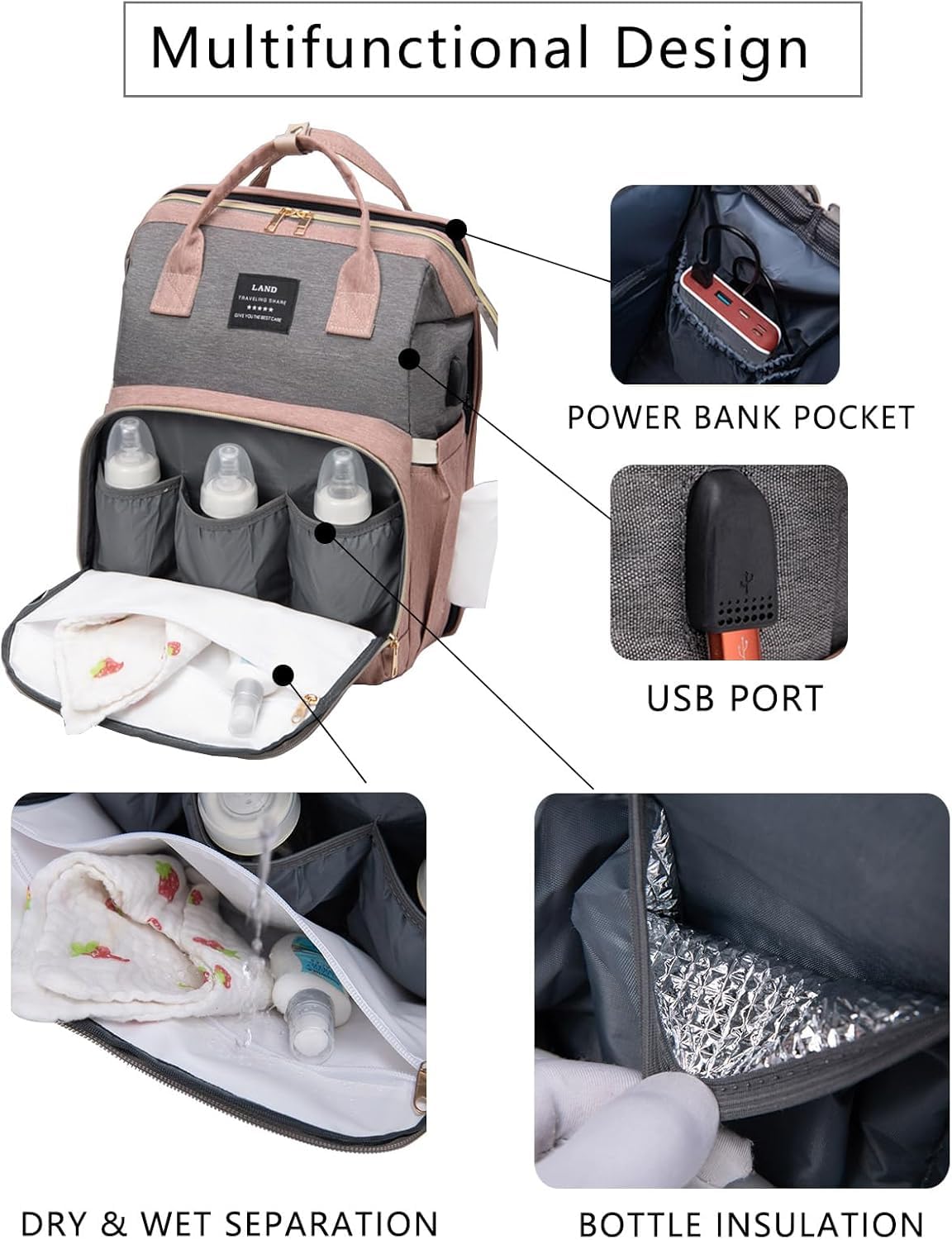 Black boy Diaper Bag Backpack: Baby toddler Bags with Changing Station for Women Men Girls Mom Dad Large Travel Backpack Pañaleras Modernas Para Bebe Niña Niño Newborn Essentials Baby New Born Gift