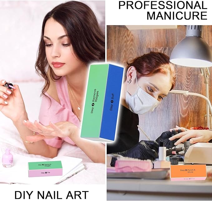 Soft 'N Style 4 Way Shiny Block / 4 Step Buffing Block Shine Nail Buffer 3 pcs