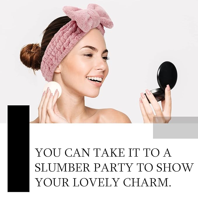 Hicarer 3 Pieces Towel Headbands for Women Makeup Spa Headband for Washing Face Shower (Light Pink)