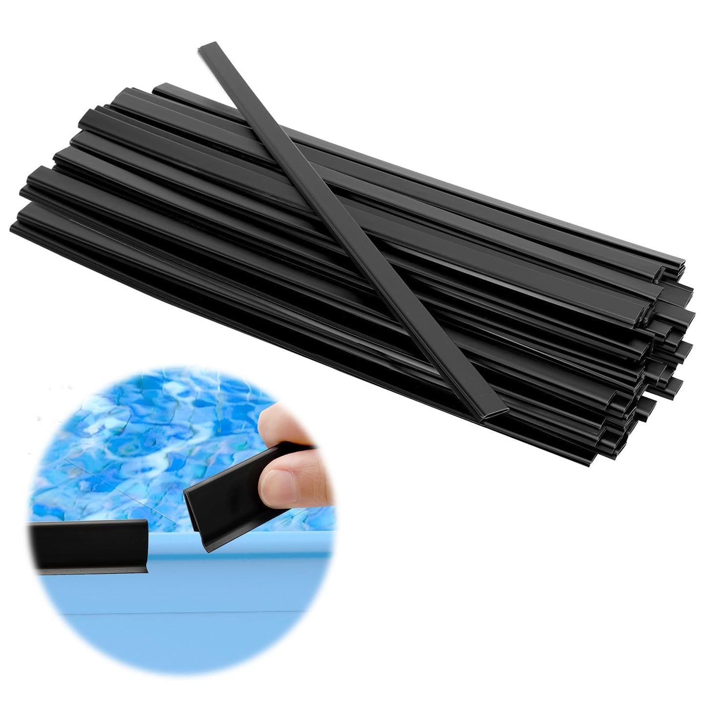 Svepndic 60PCS Pool Coping Strips for Overlap Above Ground Pool Liners, Pool Liner Lock Clips Replacement, Fits Up to 24ft Round, 12x24ft to 16x24ft Oval Pools