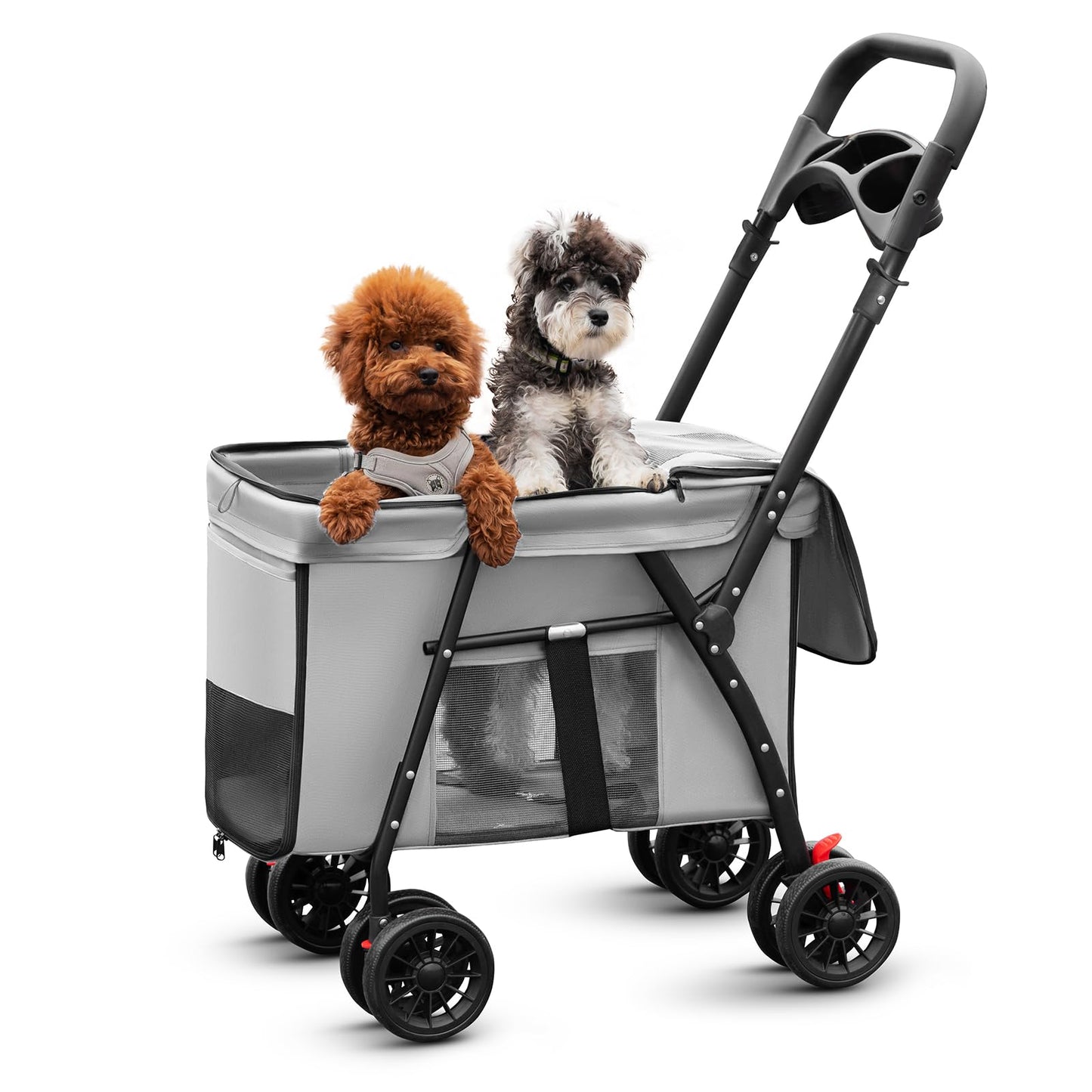 Pet Stroller Cat Dog Stroller Travel Folding Pet Carriers（Gray）