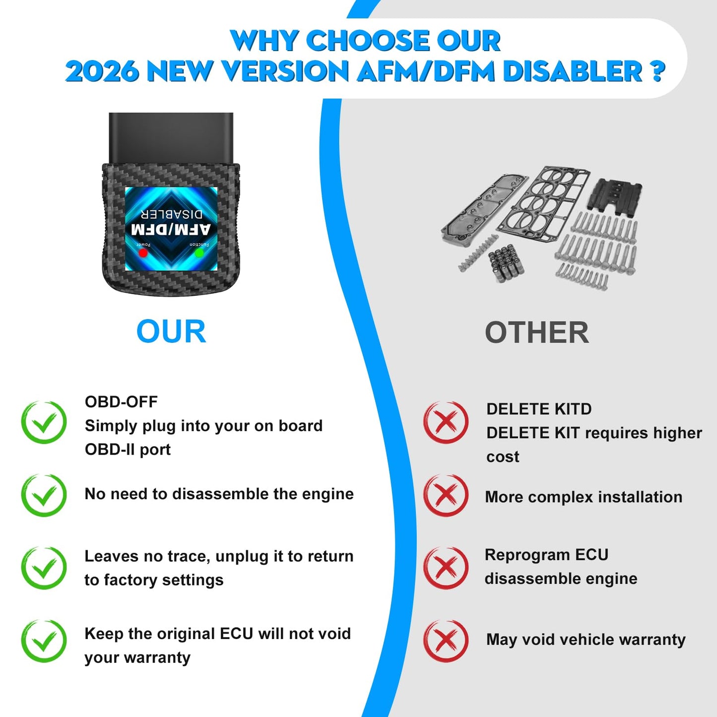 AFM Disabler Active Fuel Management Delete Disabler AFM/DFM Disabler Compatible with V6 & V8 GM Motors AFM Disabler 5.3 Silverado (Chevy GMC Sierra GMC Yukon Cadillac Escalade etc)4.3L 5.3L 6.0L 6.2L