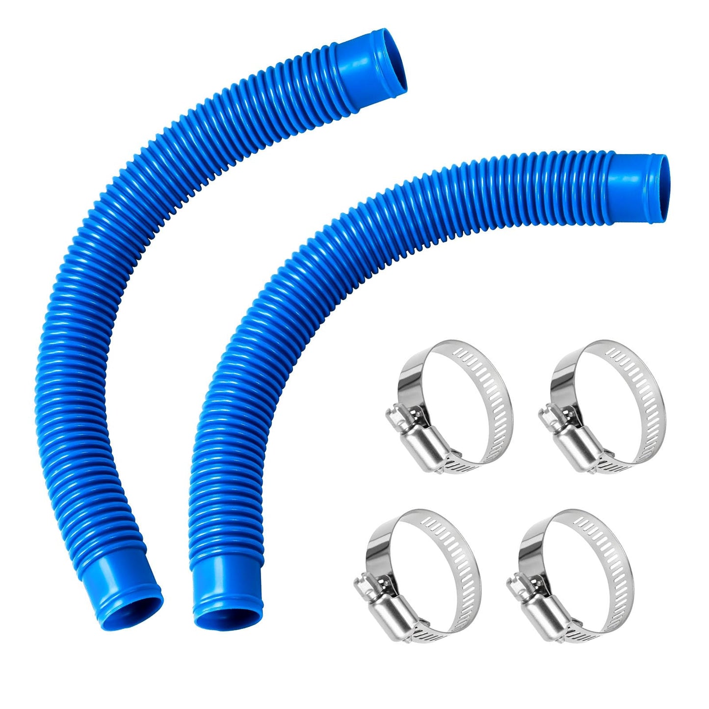 Pool Sand Filter Pump Hose, 1.25" Diameter Pool Filter Hose Replacement for Above Ground Pools, 16 Inch Pool Pump Hoses Compatible with Pump Sand Filter and Saltwater Systems(2 Pack, Blue)