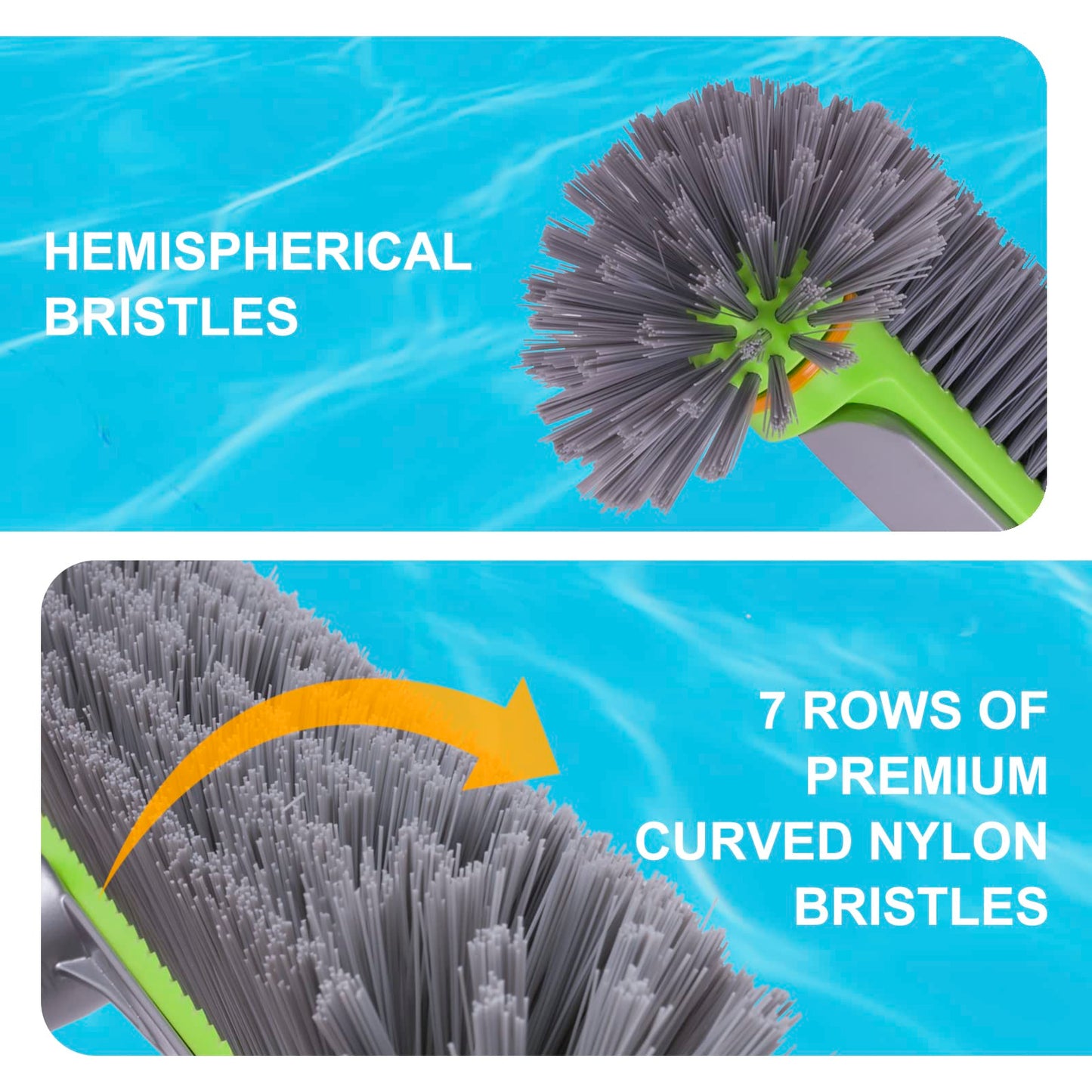 Sepetrel Pool Brush Head for Cleaning Walls,Heavy Duty Inground / Above Ground Swimming Pool Round Scrub Brushes with Premium Strong Bristle & Reinforced Aluminium Back,Grey