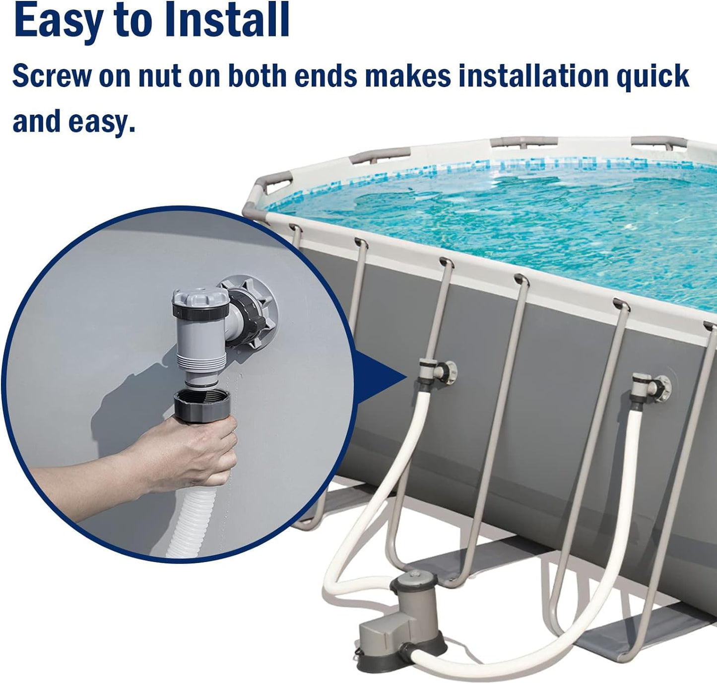 1-1/2 Inch × 59 Inch Accessory Pool Pump Replacement Hose for Pool Sand Filters & Saltwater Systems with 1,500 to 2,500 GPH Capacity (1 pack)