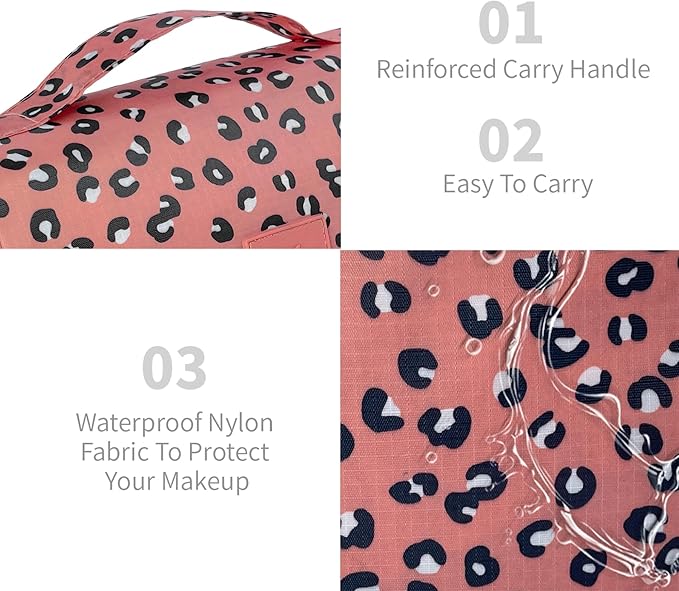 Large Capacity Toiletry Bag Travel Bag with Hanging Hook for Men and Women Waterproof Travel Cosmetic Bag Bathroom Storage Bag for Brushes Set,Full-Sized Shampoo,Accessories -Grey Flamingo