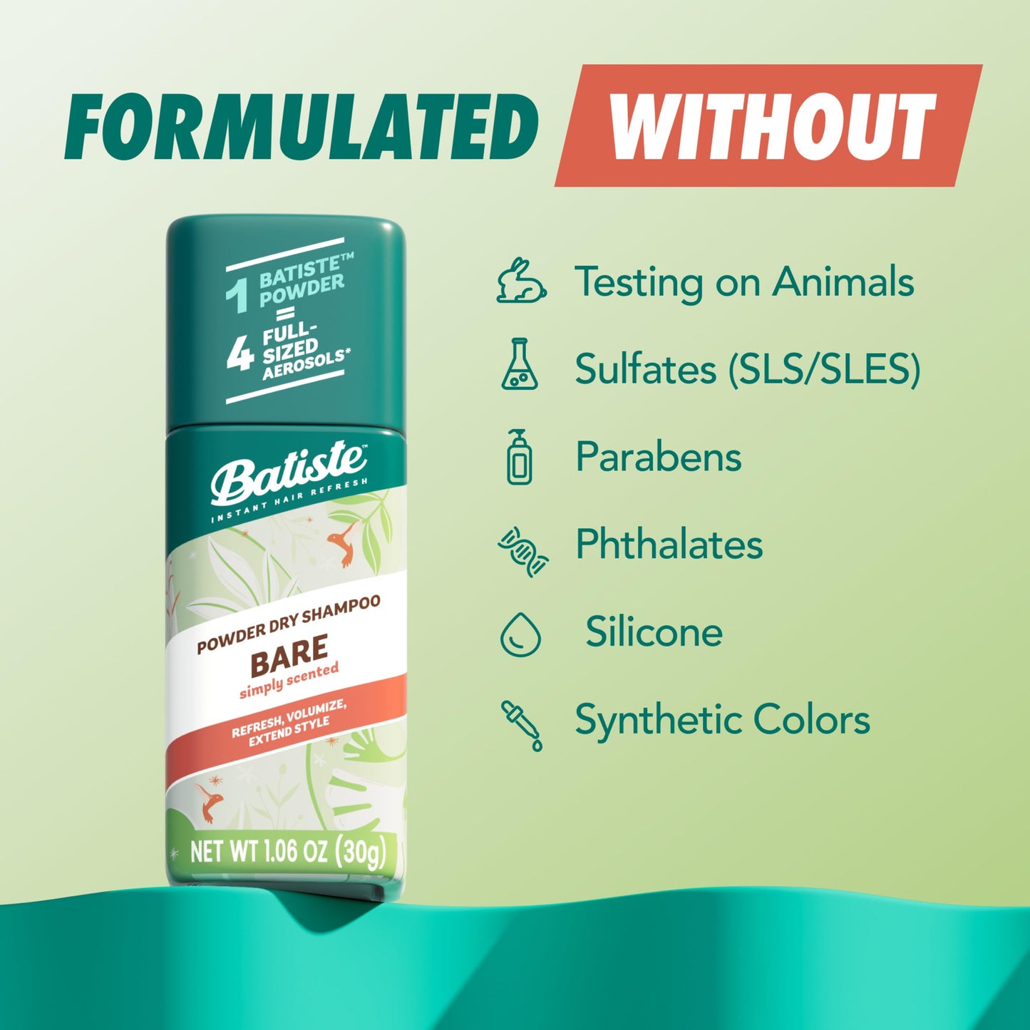 Batiste Powder Dry Shampoo, Oil-Absorbing, Non-Aerosol, Blends Seamlessly, Simply Bare Scented, Instant Hair Refresh, TSA Compliant (1.06 oz)