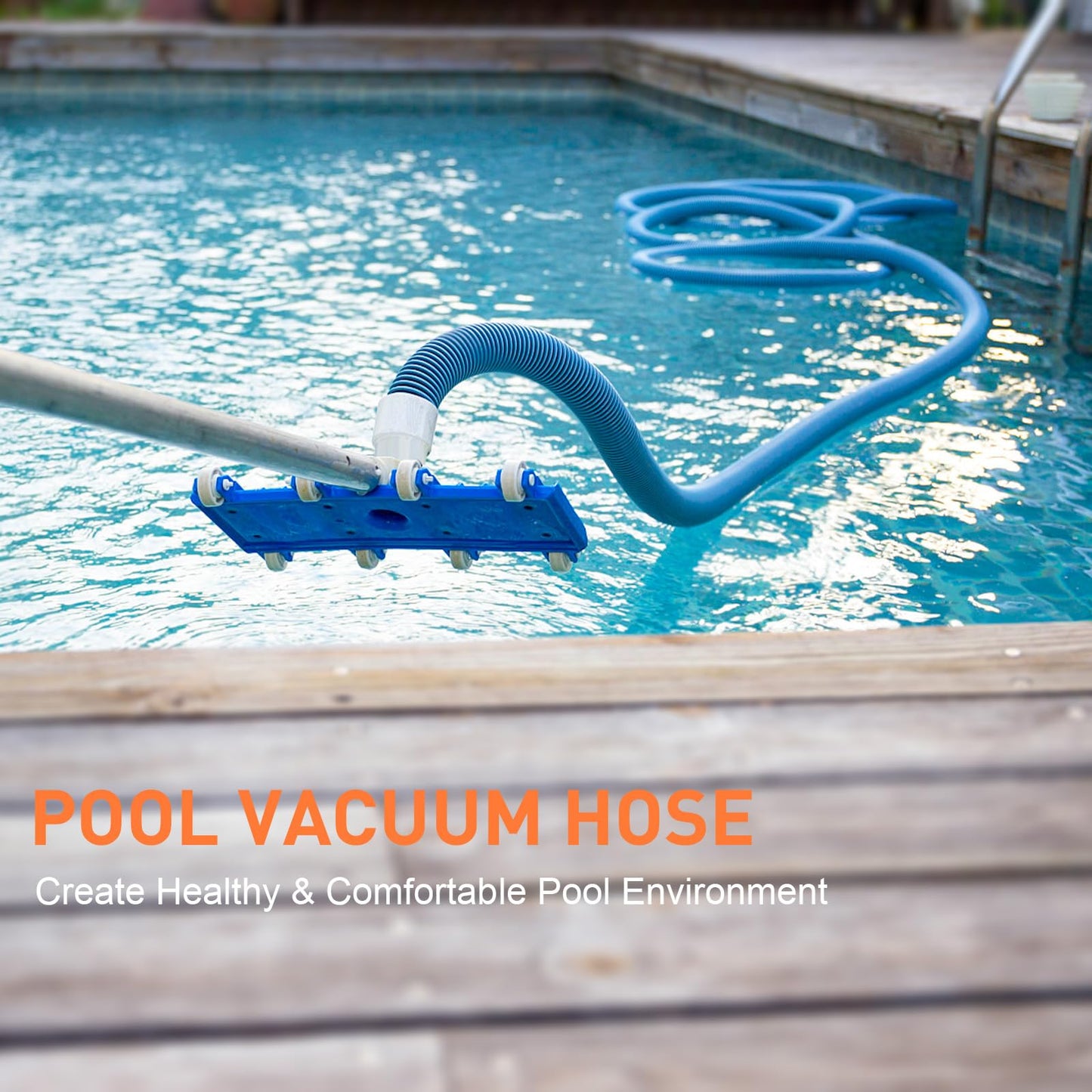 OSMOFUZE Pool Vacuum Hose, Heavy Duty Manual Swimming Pool Cleaner Hose With Swivel Cuff for Above Ground and Inground Pools, 1-1/4 Inch x 27 Ft