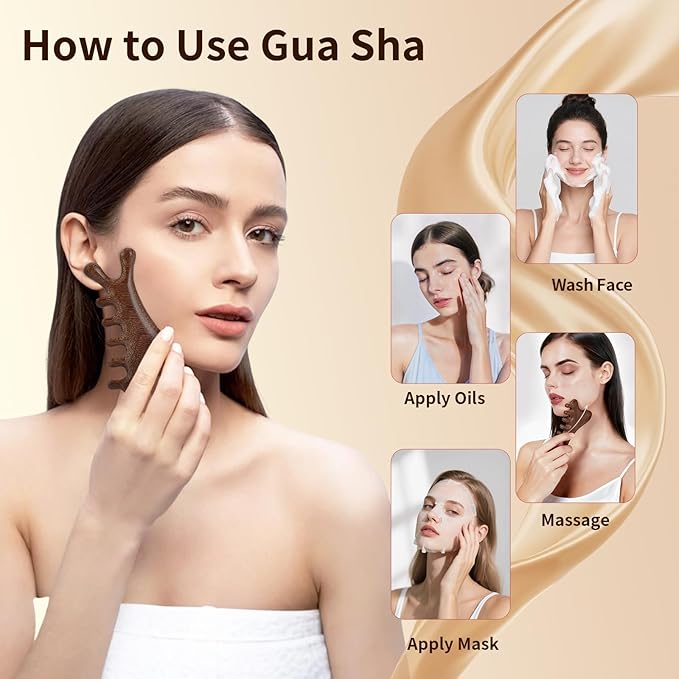 TAIHI Wooden Scalp Massager with Gift Box Wooden Comb Handmade Green Sandalwood Scalp Comb for Gua Sha Head Neck Face Care
