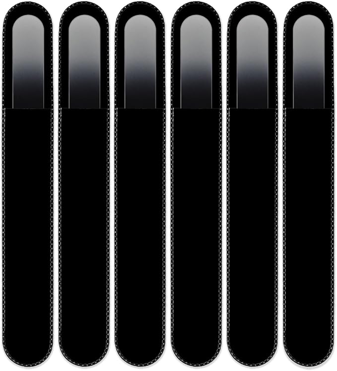 Mont Bleu Rainbow Crystal Nail File in Black Pouch - Large/Professional Size - Czech Tempered Glass - Handmade in Bohemia (Czech Republic)