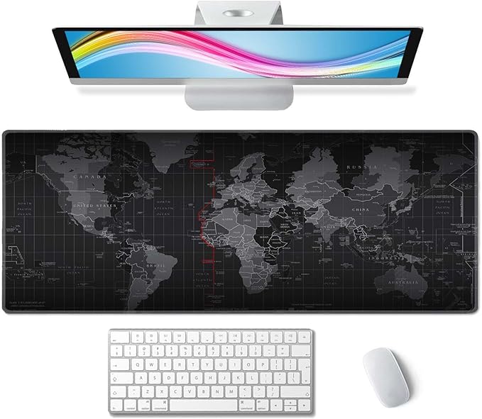 Large Mouse Pad Gaming Mousepad XL World Maps Desk Mat Mouse Pad Long 31.5x11.8 in Extended Big Cute Mouse Pad Waterproof Desk Pad with Non-Slip Base and Stitched Edges for Computer Keyboard