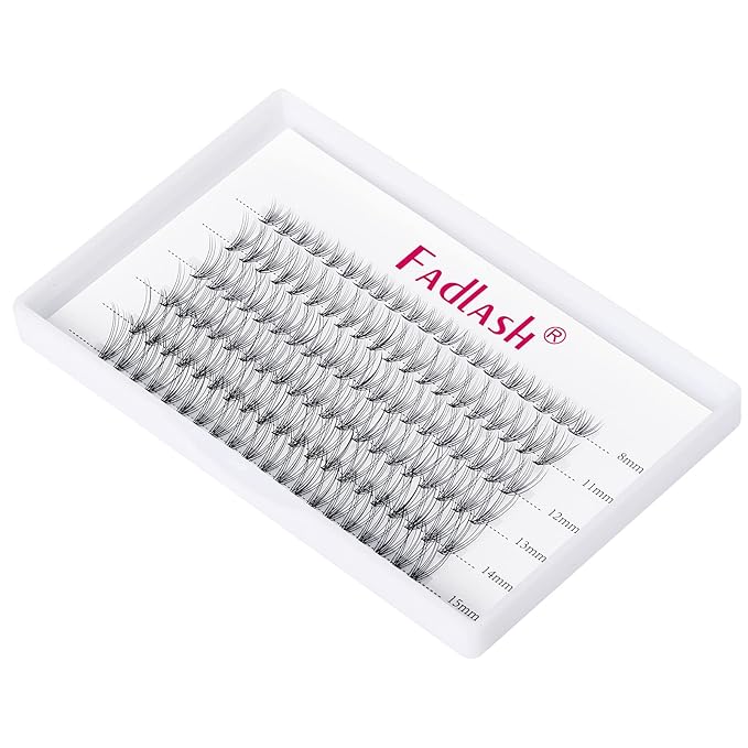 FADLASH Lash Clusters Extensions Individual Lashes Natural Soft 120pcs 10D C Cur Natural Long Black Faux Mink Volume Lash Extensions Reusable Artificial Eyelashes (10D-0.07-C, 8-15mm)
