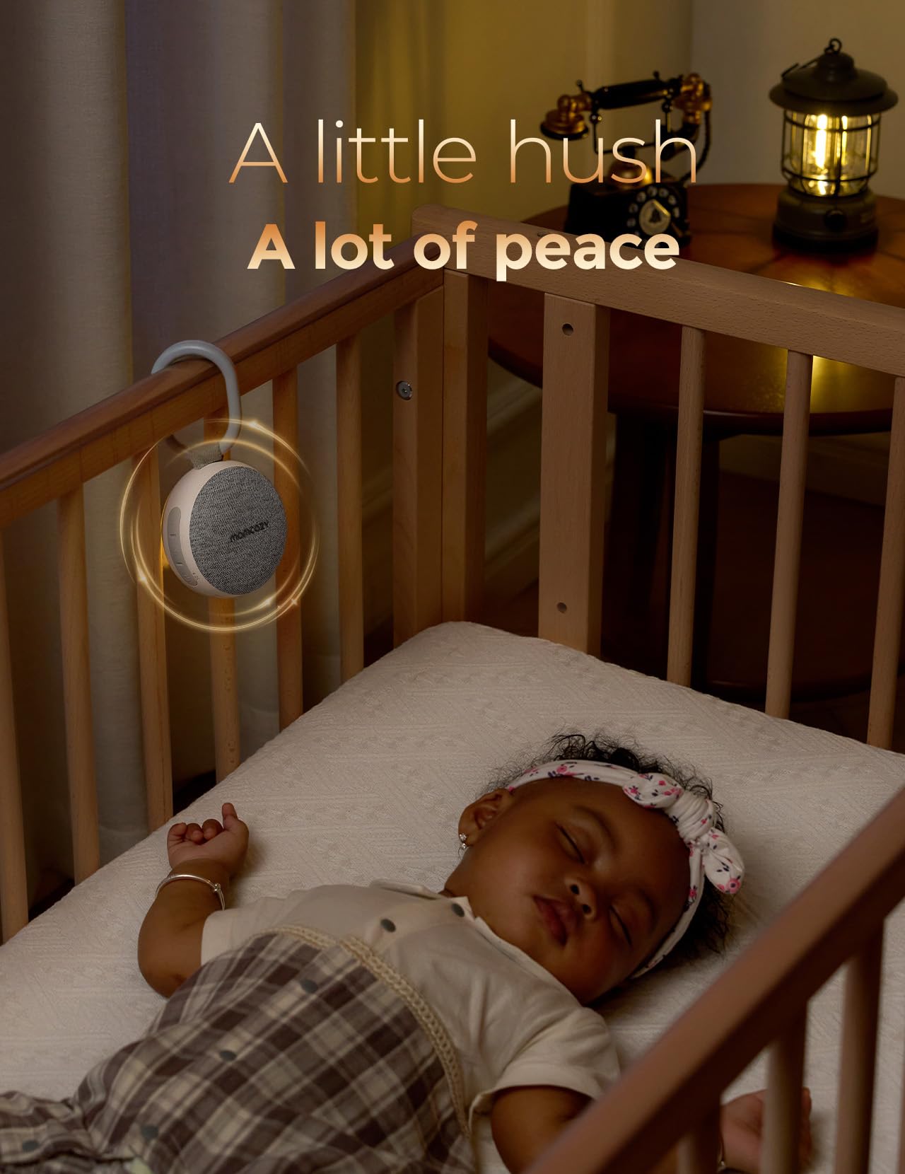 Momcozy Portable Sound Machine with Night Light, White Noise Sound Machine for Baby, 20 Soothing Sounds, Sound Therapy, Long-Lasting Power, Timer, Clips on Stroller, Grey