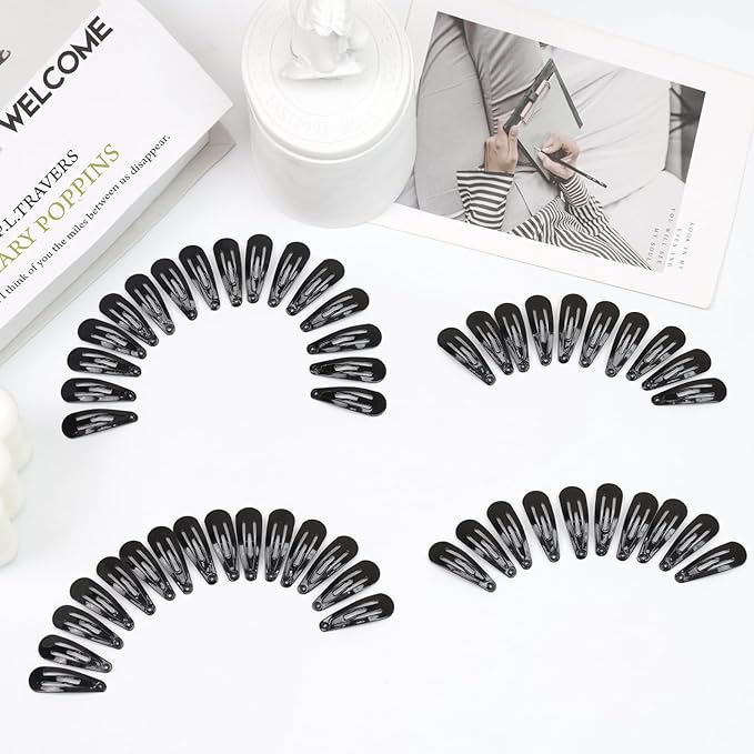 1Inch Black Snap Hair Clips, 60Pcs Small Clips for Little Girls, Baby Infant 3cm Candy Color Hair Clips Barrettes for Toddlers Hair Accessories