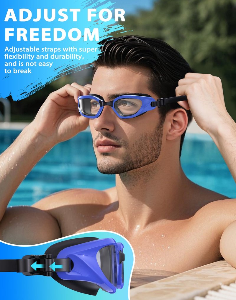 Vegemono Swim Goggles, Unisex Adult Swimming Goggles Anti Fog Anti UV No Leakage Wide View for Men Women Youth