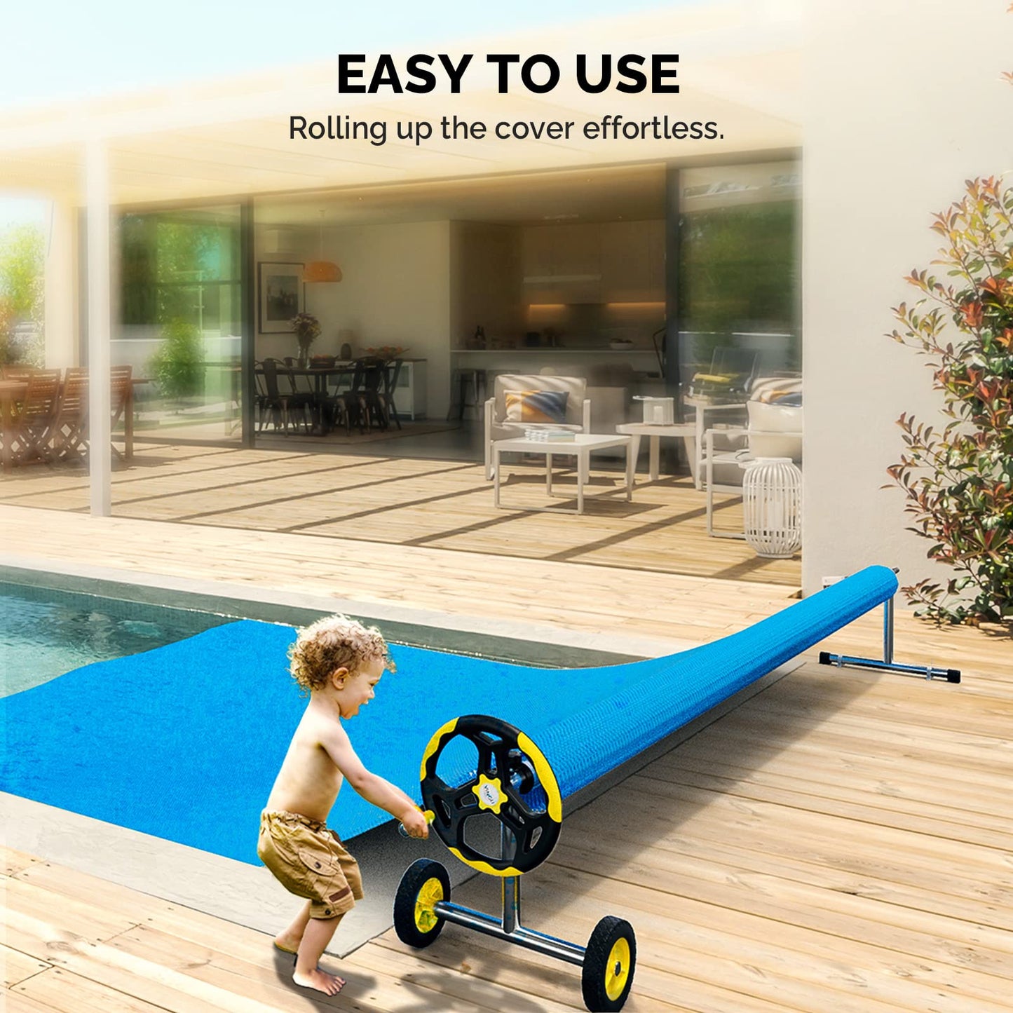VINGLI Pool Cover Reel Set Pool Solar Cover Reel for Inground Swimming Pool, Aluminum Solar Swimming Inground Cover Blanket Reel (Upgrade) (21 Feet)
