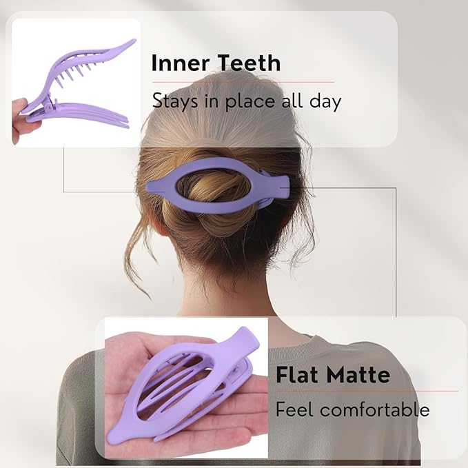 8 Pack Purple Flat Hair Clips – Cute Matte French Purple Claw Clips for Girls & Teens, No-Slip Hair Accessories for Daily Use, Fun Kawaii Soft Girl Aesthetic