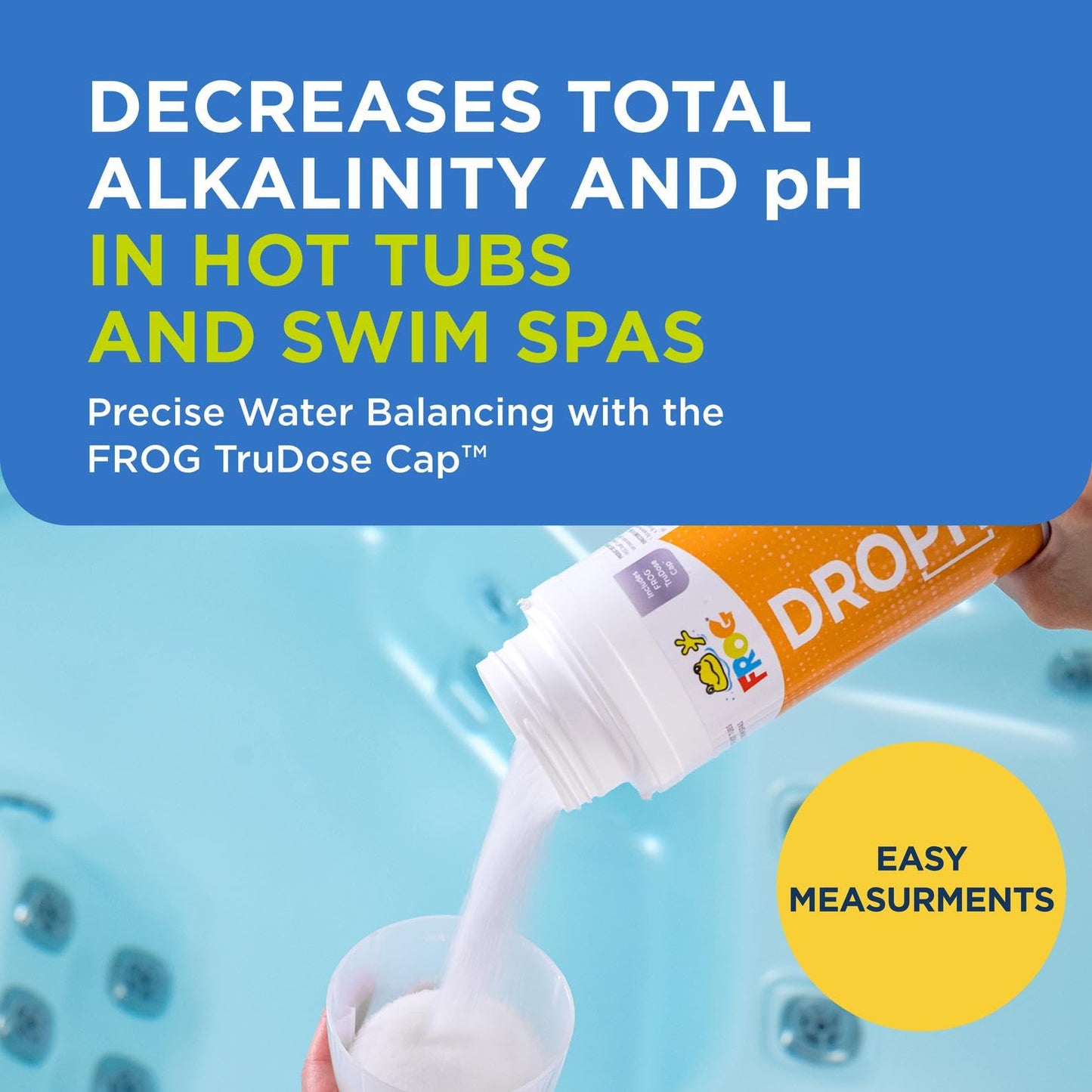 FROG DropH pH and Total Alkalinity Decreaser for Hot Tubs and Swim Spas - 3 lb Bottle with TruDose Measuring Cap for Easy Maintenance & Balancing - 2 Pack