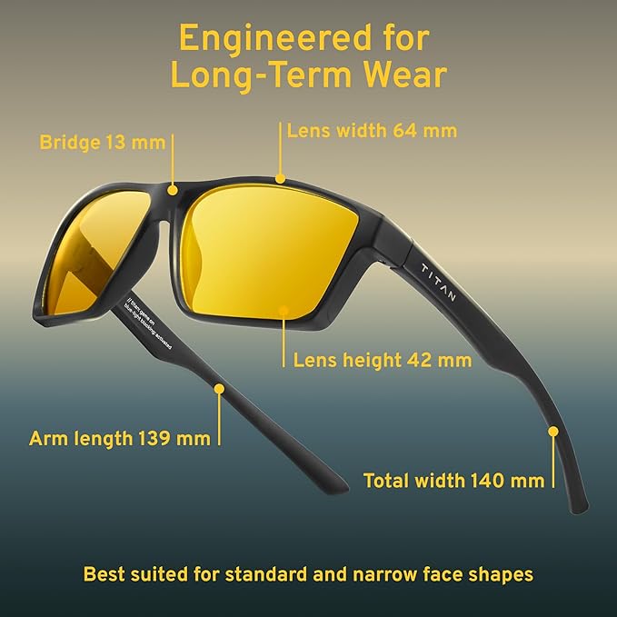 Titan Gaming Glasses, Blue Light Blocking, Night Driving Glasses for Men, Computer Protection, Gift for Gamers