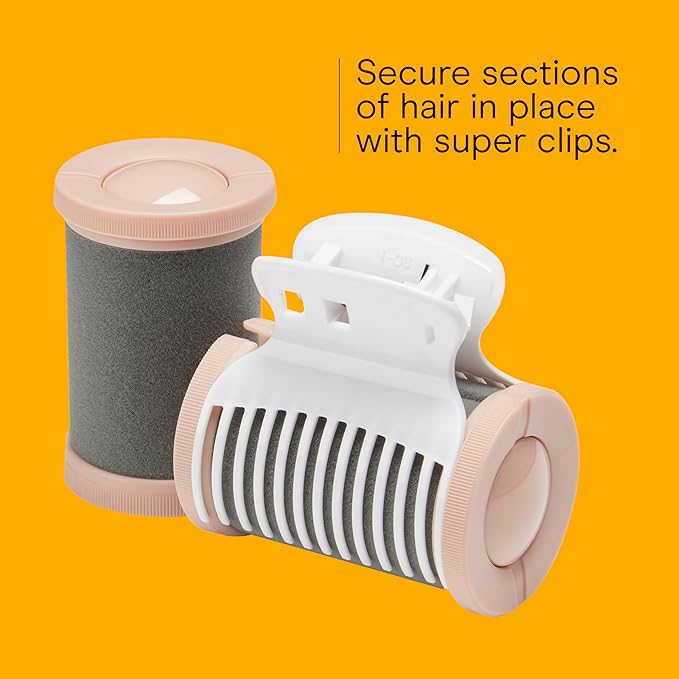 Conair Double Ceramic Hot Rollers for Long, Medium & Short Hair, 5 Ceramic Flocked 1½-Inch Heated Hair Rollers with Clips, Hot Curlers for Women, Volume & Curls, Dual Voltage, Pink/White