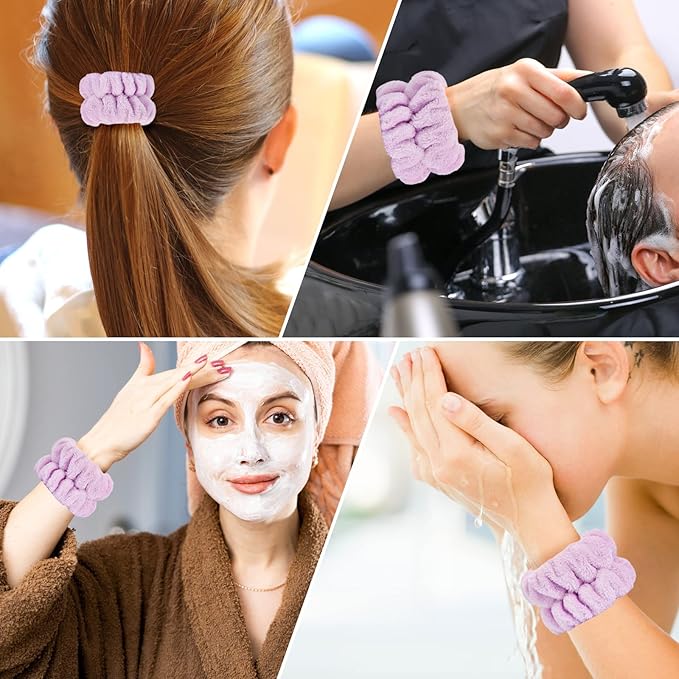 2 Pcs Wrist Bands for Washing Face-Dorbetar, Microfiber Wrist Towels for Washing Face, Spa Wristbands for Washing Face, Face Wash Wristbands, Arm Bands for Washing Face for Woman and Children