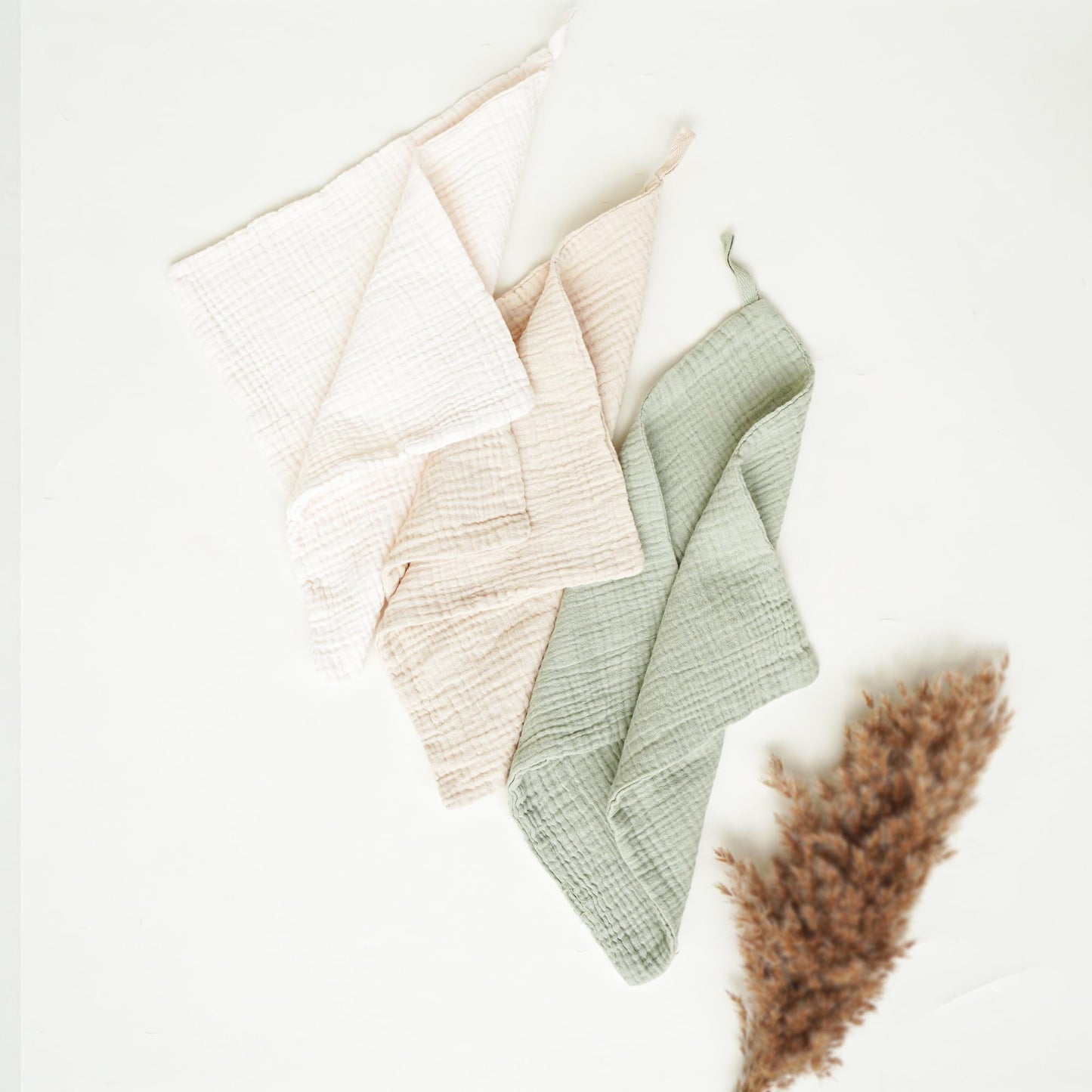 Konssy Baby Muslin Washcloths 7-Pack, 100% Cotton Baby Bath Washcloths, Soft & Absorbent Wash Cloths and Burp Cloths for Newborn Kids Girls & Boys, 11x11 inches