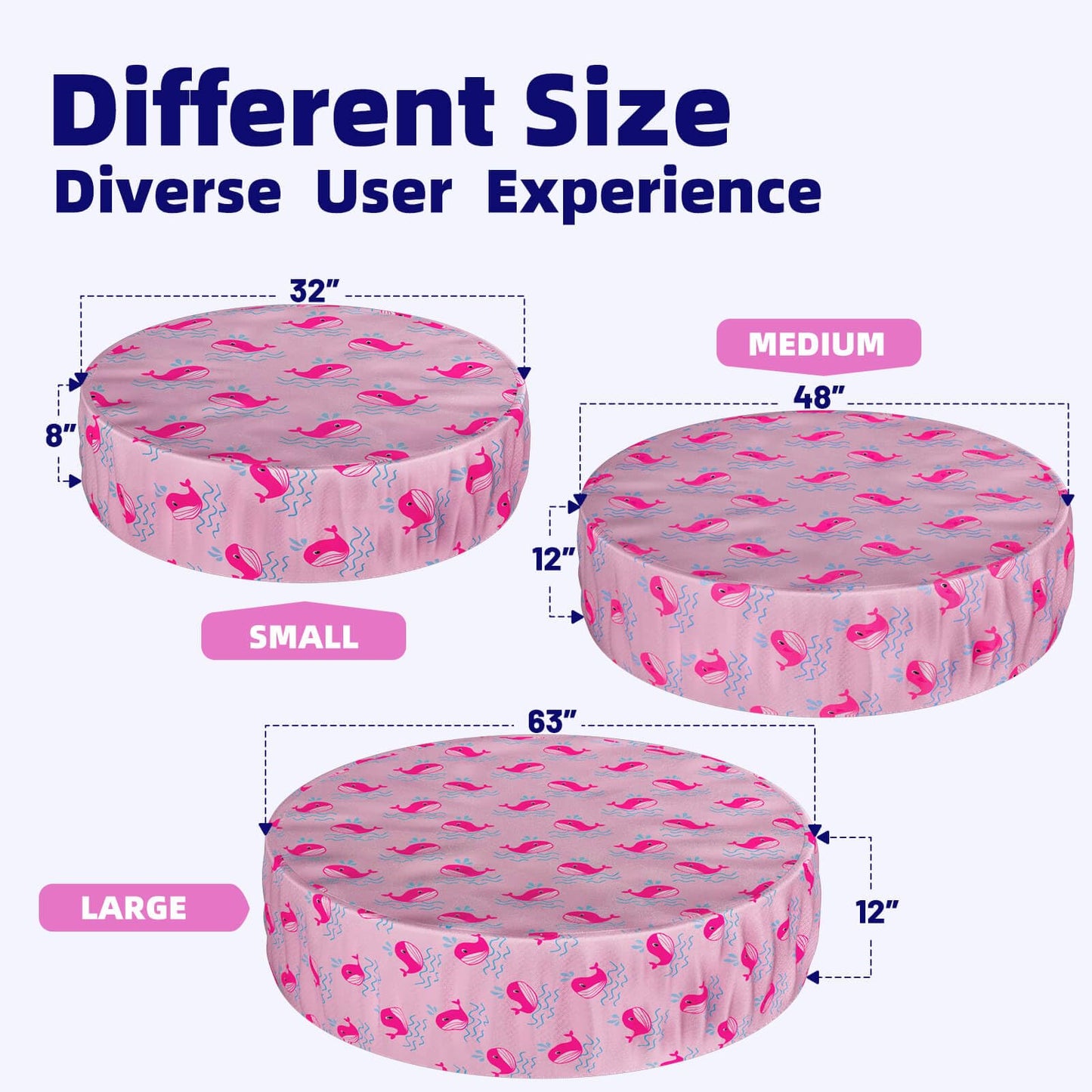 Ladadee Foldable Dog Pool Cover – Waterproof Round Pet Dog Kiddie Bath Tub Lid Cover, Fit for 32/48/63 Inch Pools, Outdoor Portable Puppy Pool Accessories with Drawstring