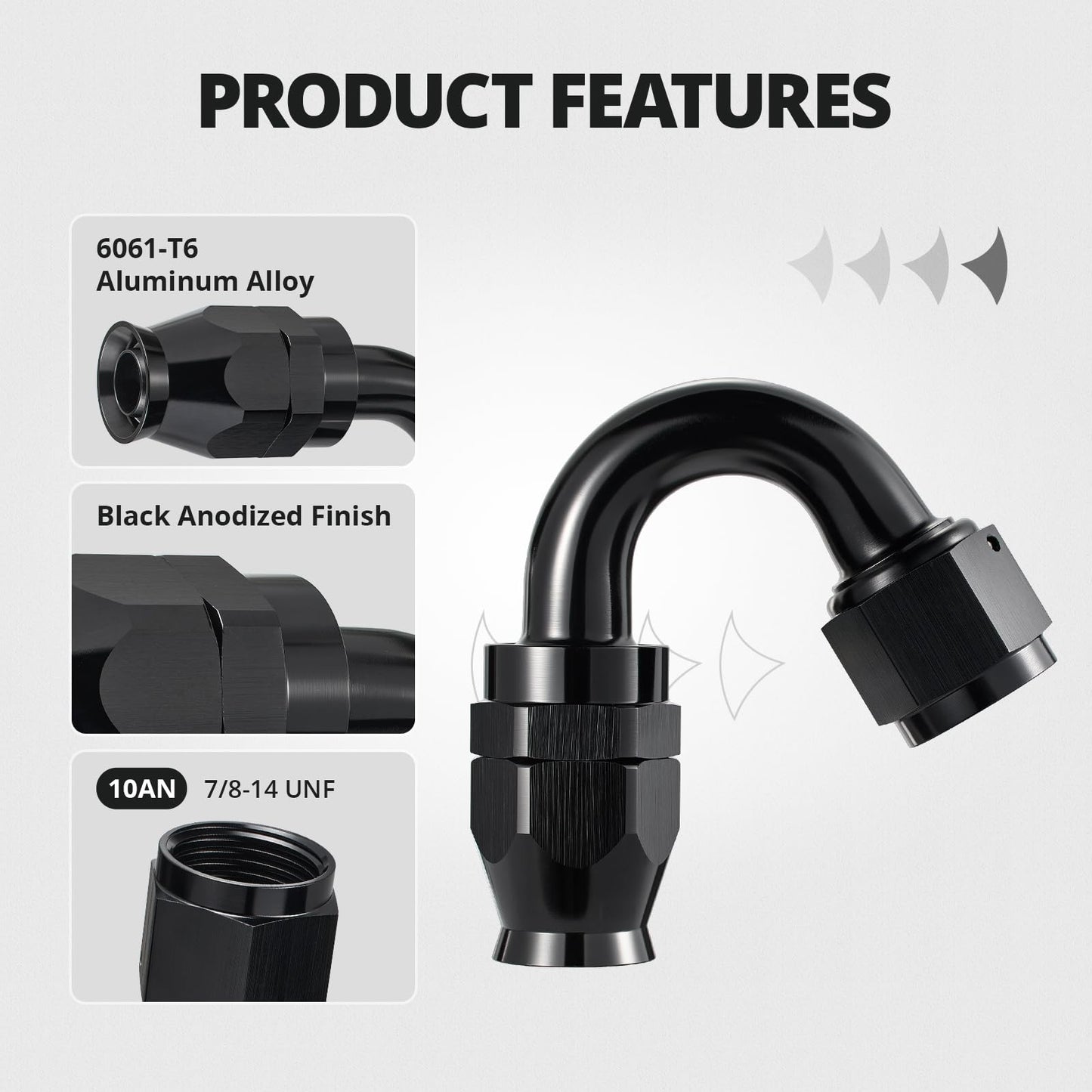 EVIL ENERGY 10AN PTFE Fitting Hose End Fitting 150 Degree Black for PTFE Hose Only 2PCS