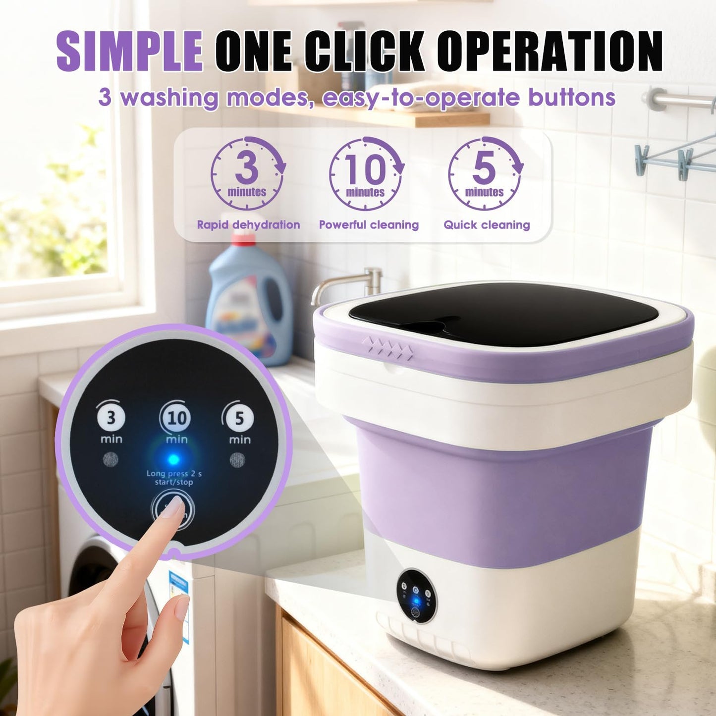 Portable Washing Machine 16L Mini Laundry Washer 3 Modes with Spin Basket Laundry Machine Cleaning Depth Underwear,Baby Clothes Small Shirt for Apartments Dormitories Hotels and Camping