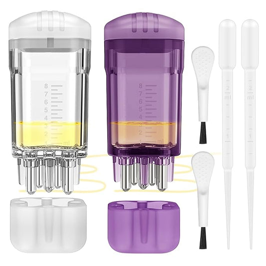 2 PCS Minoxidil Applicators with Cleaning Brush and Dropper, Anglecai Scalp Applicator Comb for Hair Oil Applicator Brush, Minoxidil Brushes for Scalp Applicator Comb for Hair Growth (White+Purple)