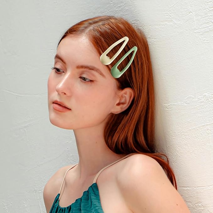 20 PCS Metal Snap Hair Clips Water Drop No Slip Barrettes for Women Bright Small Hair Clips For Thick And Thin Fine Hair,Green Red Brown Yellow Dark Blue,1.97 x 0.5 In.