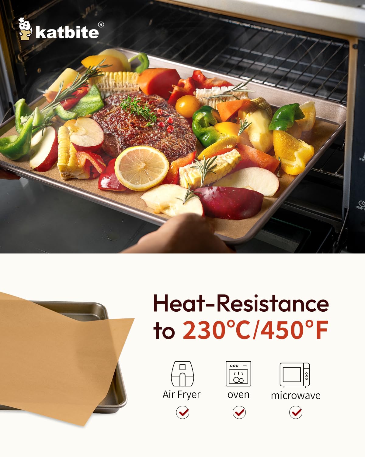 Katbite 350Pcs 9x13 In Parchment Paper Sheets, Heavy Duty Unbleached Baking Paper, Non-stick & Oil Proof for Oven, Air Fryer, Grilling, Steaming and Cooking Bread