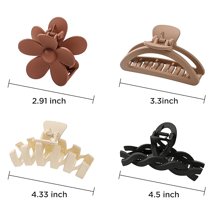 Sunolga 8PCS Hair Clips for Women, Flower Claw Clips for Thick Hair, Non-Slip Hair Accessories with Multi-Styles, Gradient Color Hair Clips and Variety Pack, Ideal for Girls