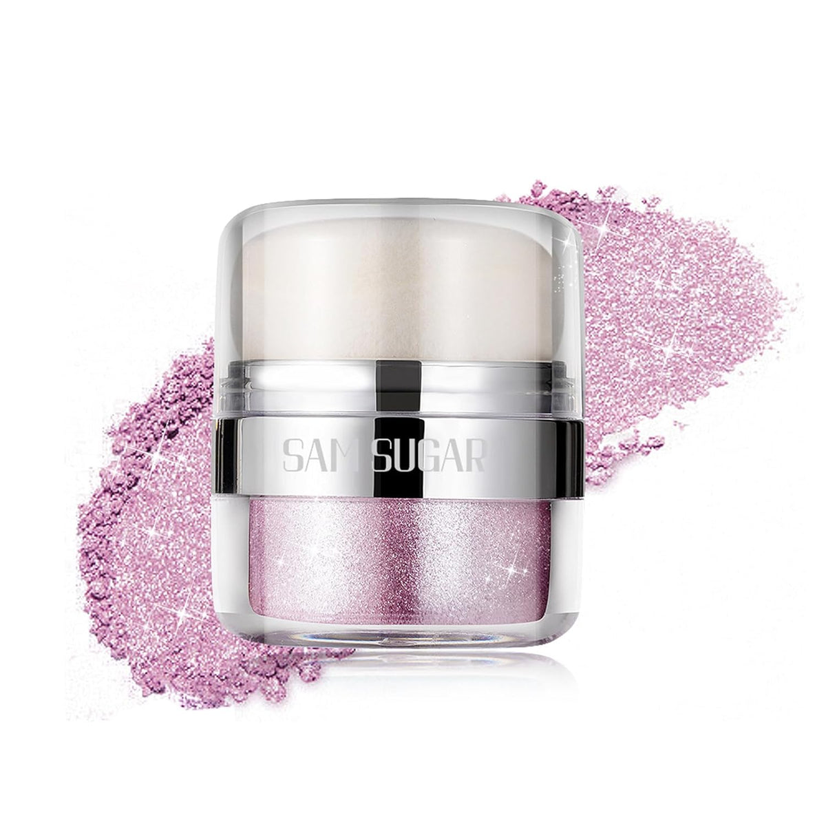 Glitter Body Highlighter Powder Body Shimmer Sparkle Face Brightening Highlighter Powder for Face Eyes Body Glow Makeup With sponge head（04#）