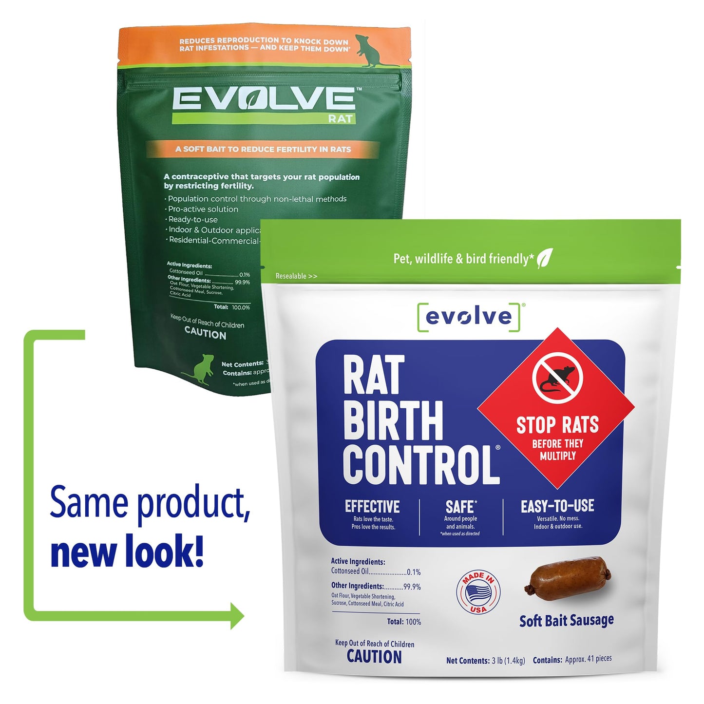Evolve Rat Birth Control Soft Bait Sausages – 3 lbs | Scientifically Proven Rat Population Control | Not a Poison, Long-Term Population Management (Packaging May Vary)