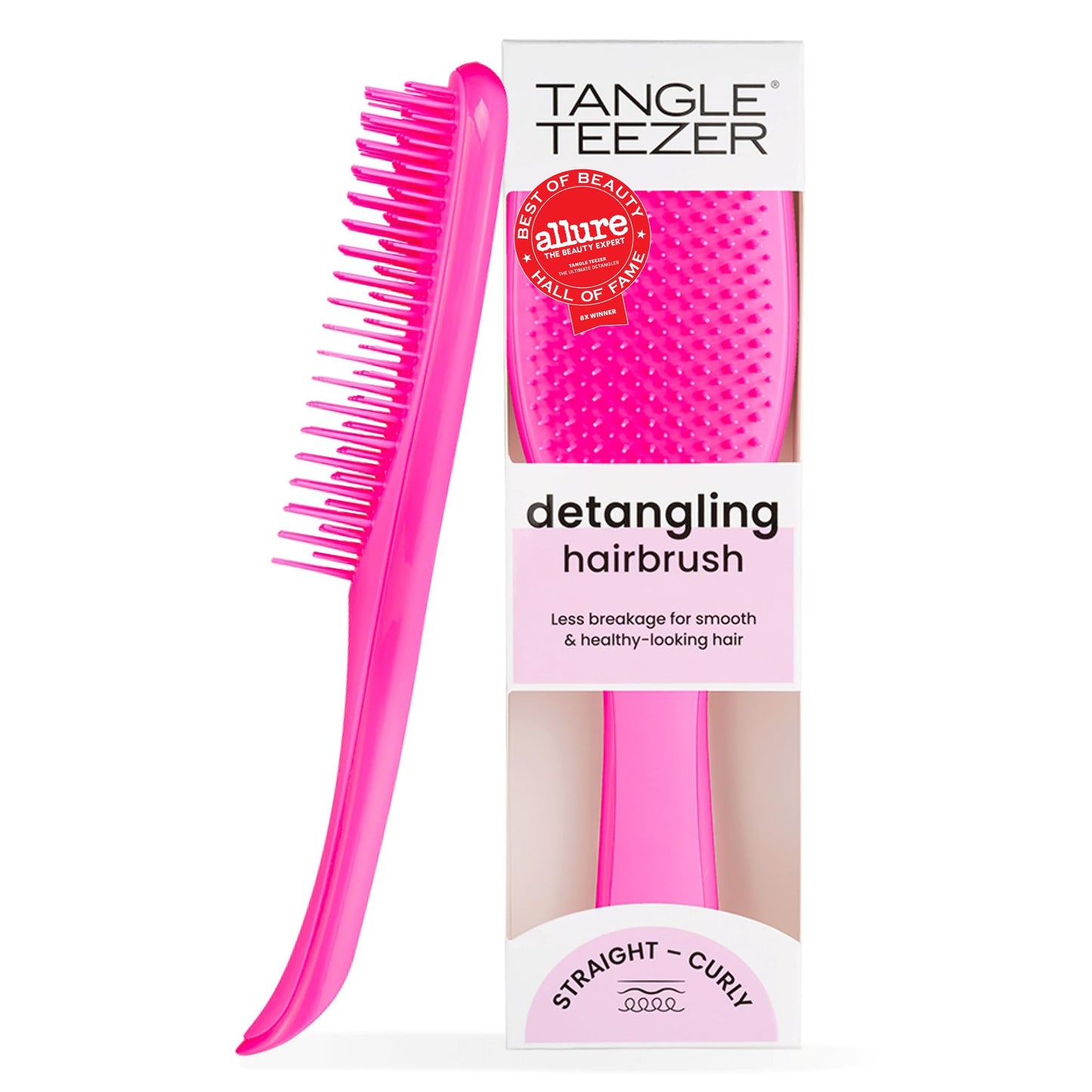Tangle Teezer Ultimate Detangler Brush for Wet & Dry Hair, Eliminates Knots & Reduces Breakage for Straight to Wavy Hair Types, Runway Pink